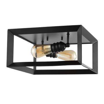 Marfa Square 13" Iron Modern Farmhouse LED Flush Mount - JONATHAN Y